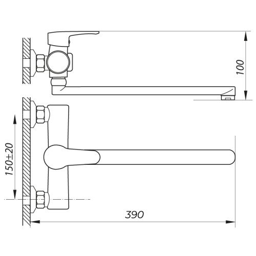 Смеситель для ванны Zerix PUD7 146 (ZX2811)