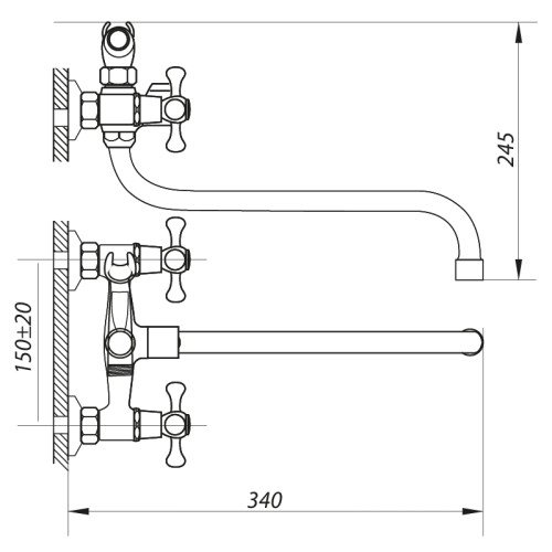 Смеситель для ванны Zerix DMT 827 (ZX0018)