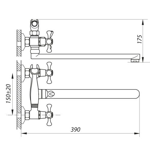 Смеситель для ванны Zerix DFR-B 722 (ZX2800)