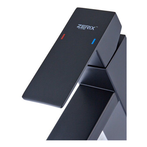 Змішувач для умивальника з нерж. сталі SUS304 Zerix KUB-001 BLACK (ZX4703)